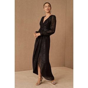 Anthropologie BHLDN Nikka Dress. Long sleeve black evening dress.